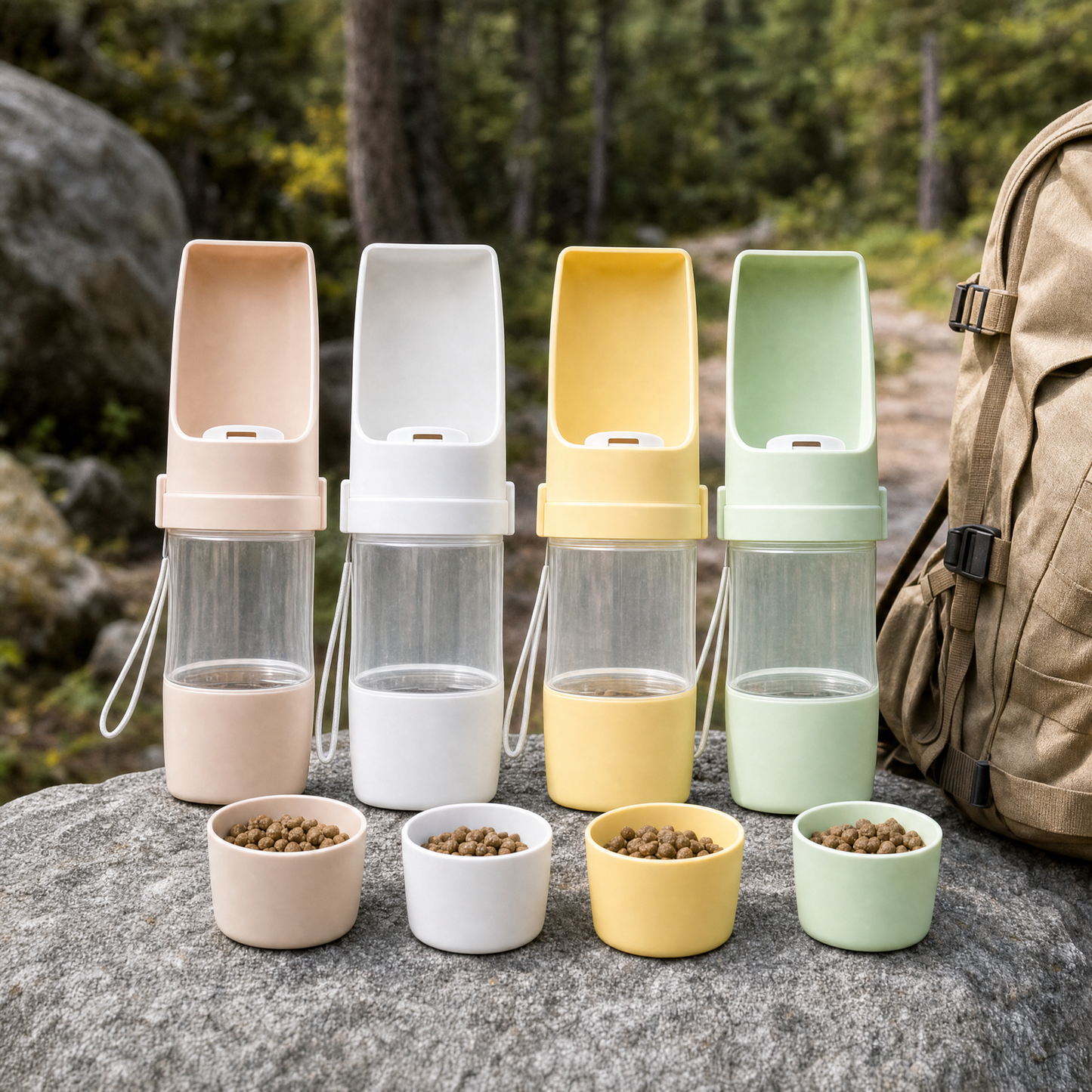 TrailBuddy Hydration Pro für Hunde – kompakte Reiseflasche mit Snackfach